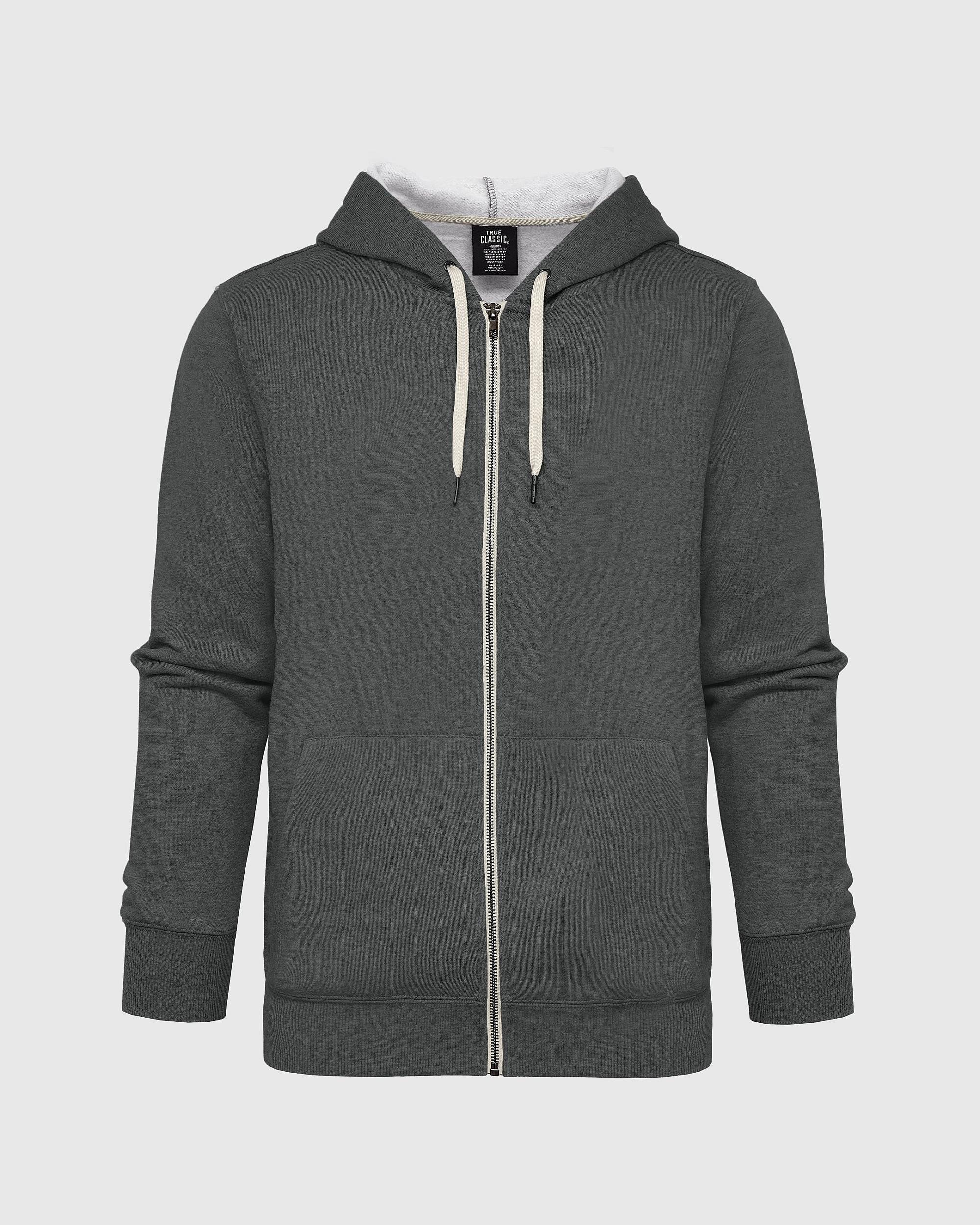 Charcoal Heather Gray Fleece French Terry Zip Hoodie Product Image