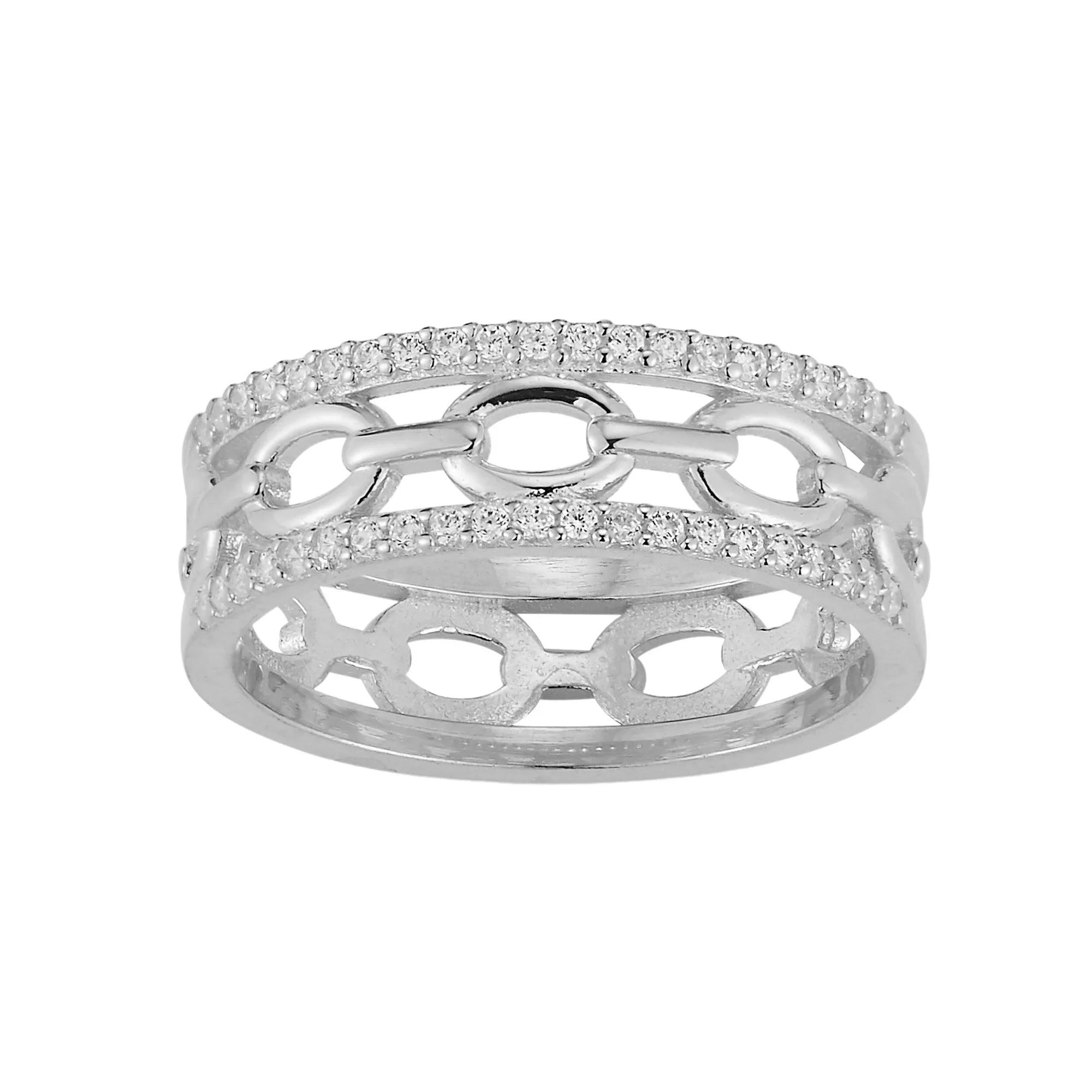 Sunkissed Sterling Cubic Zirconia Triple Stack Ring, Women's, Size: 8, Silver Tone Product Image