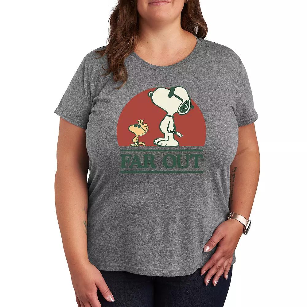 Plus Peanuts Snoopy & Woodstock Far Out Color Art Graphic Tee, Women's,  Product Image