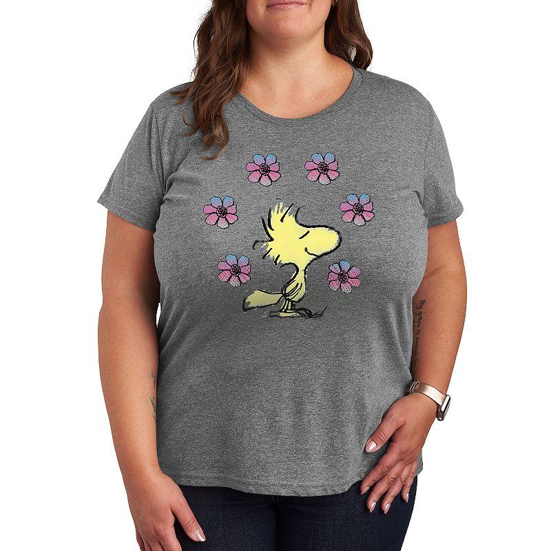 Plus Peanuts Woodstock Floral Graphic Tee, Women's,  Product Image