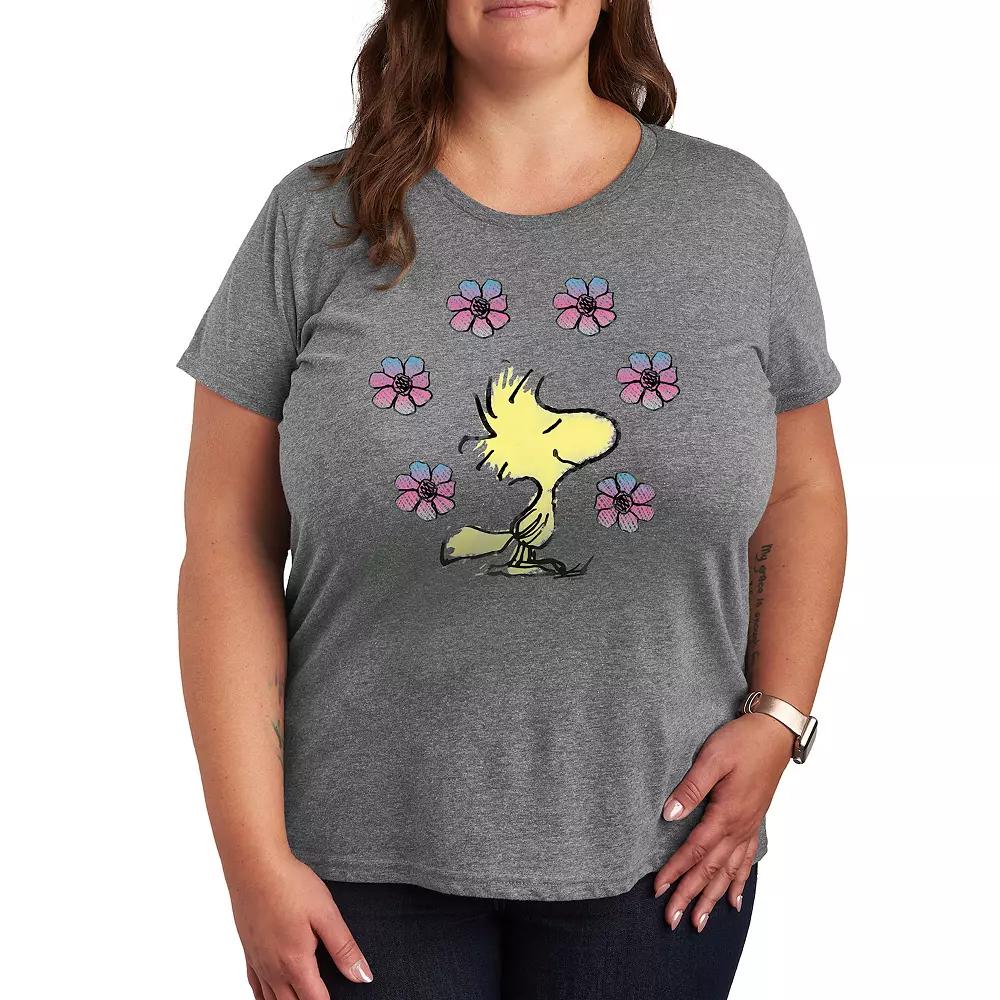 Plus Peanuts Woodstock Floral Graphic Tee, Women's,  Product Image