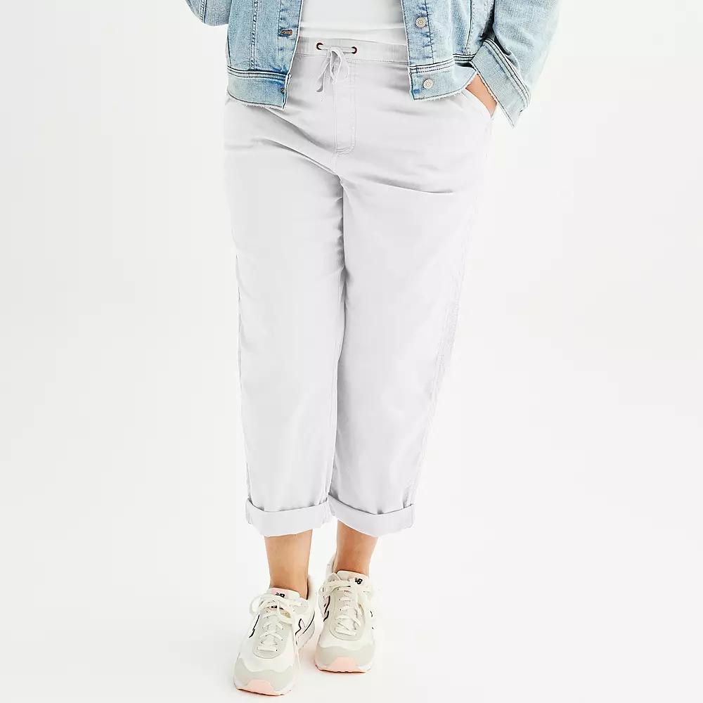 Plus Size Sonoma Goods For Life® Easy Paper Bag Waist Capri, Women's, Size: 3XL, Vital White Product Image