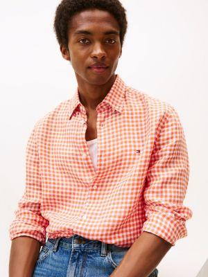 Regular Fit Gingham Linen Shirt Product Image