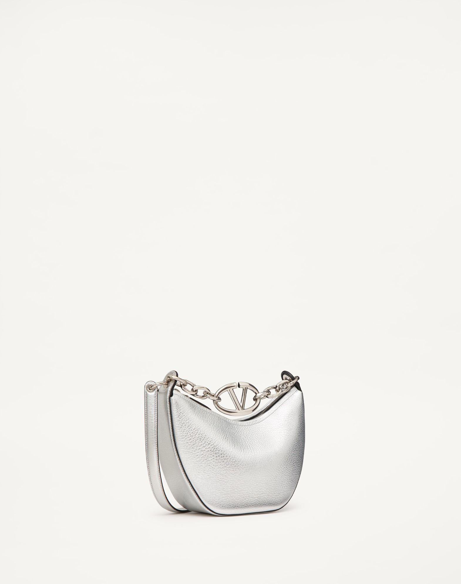 Vlogo Moon Mini Hobo Bag In Metallic Grainy Calfskin With Chain Product Image