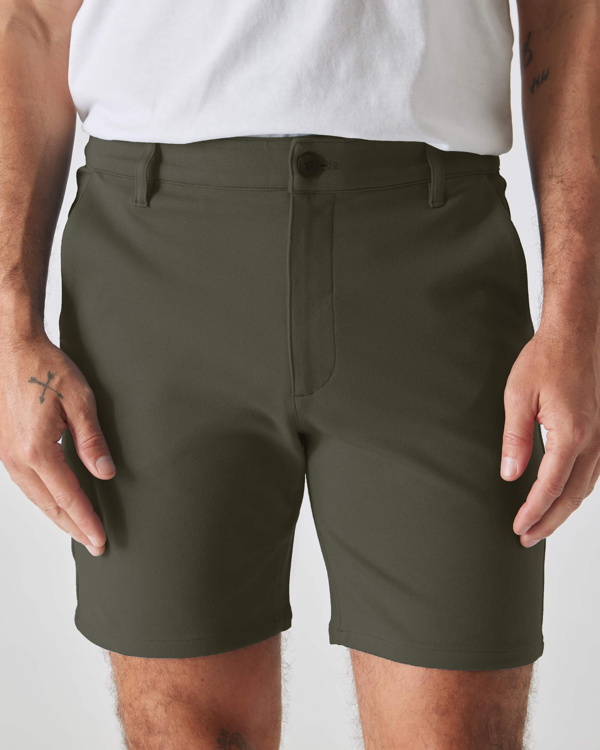 7" Military Green Comfort Knit Chino Shorts Product Image