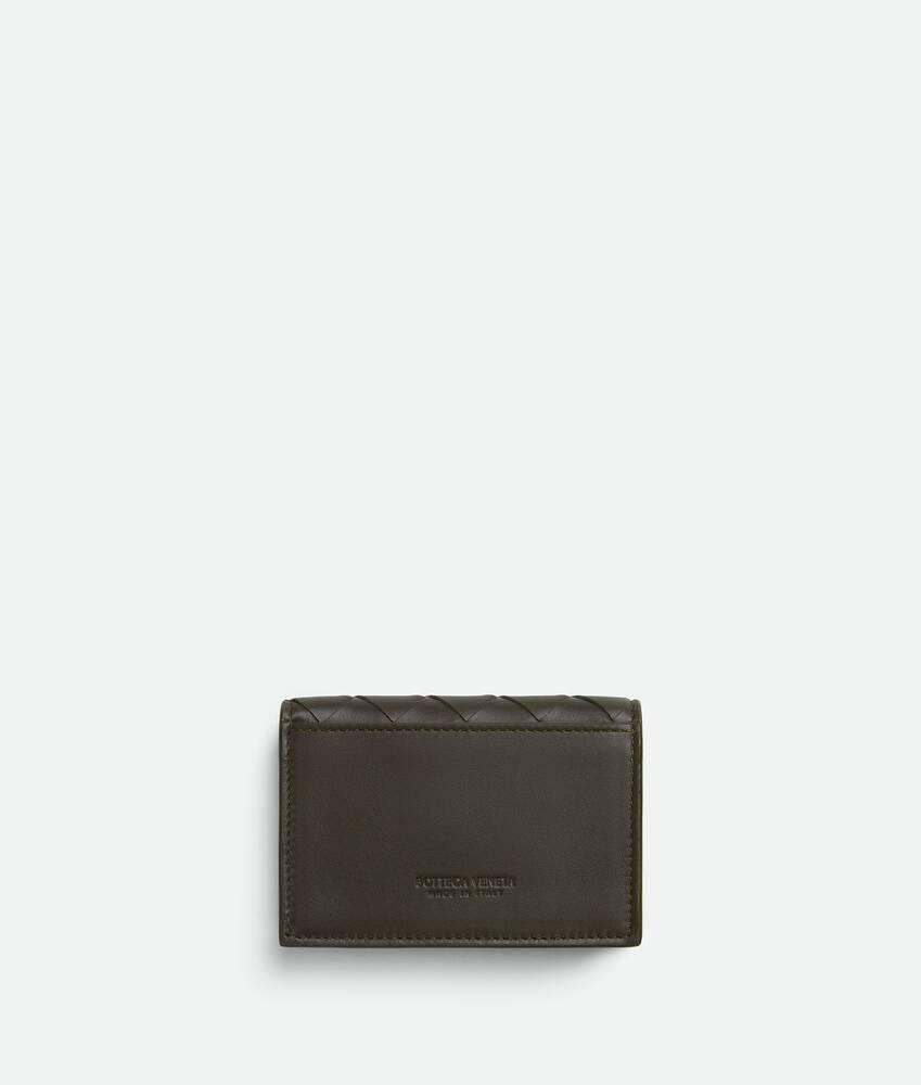 Men's Intrecciato Business Card Case in Kaki/dark praline Product Image