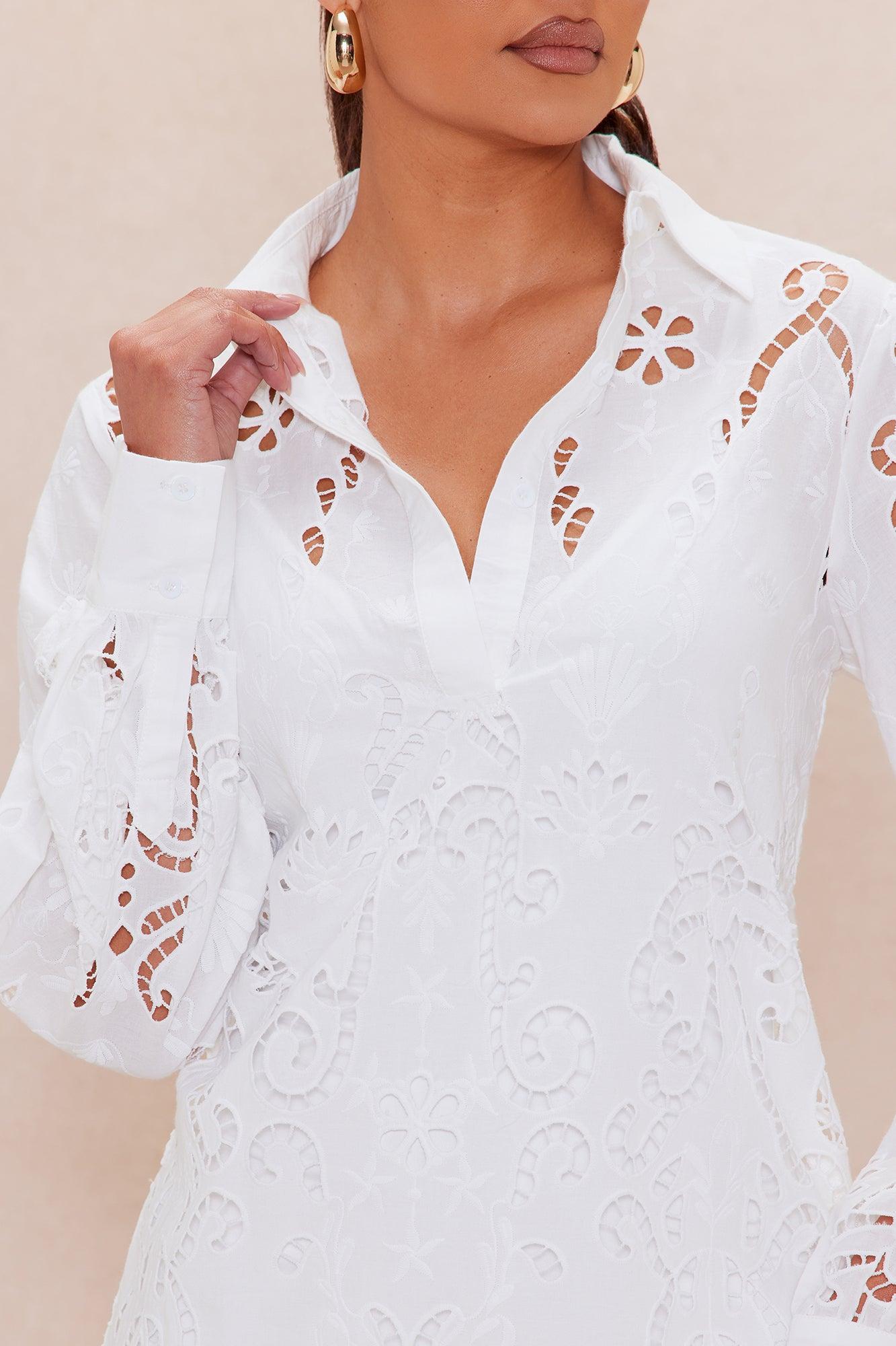 Gracie Embroidered Tunic Dress - White Female Product Image