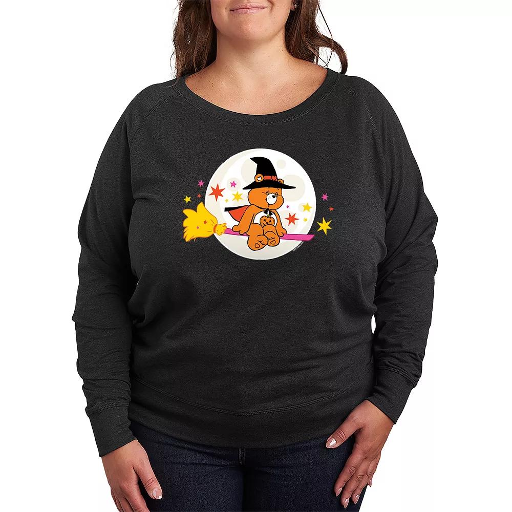 Plus Size Care Bears Halloween Witch French Terry Long Sleeve Tee, Womens Grey Dark Red Product Image
