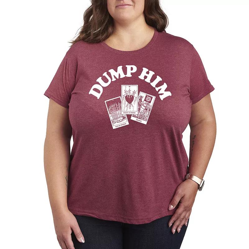 Plus Size Dump Him Tarot Graphic Tee, Womens Grey Dark Red Product Image