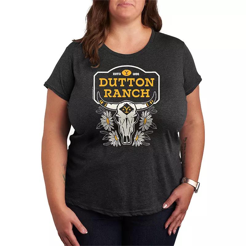 Plus Size Yellowstone Dutton Skull Graphic Tee, Womens Product Image