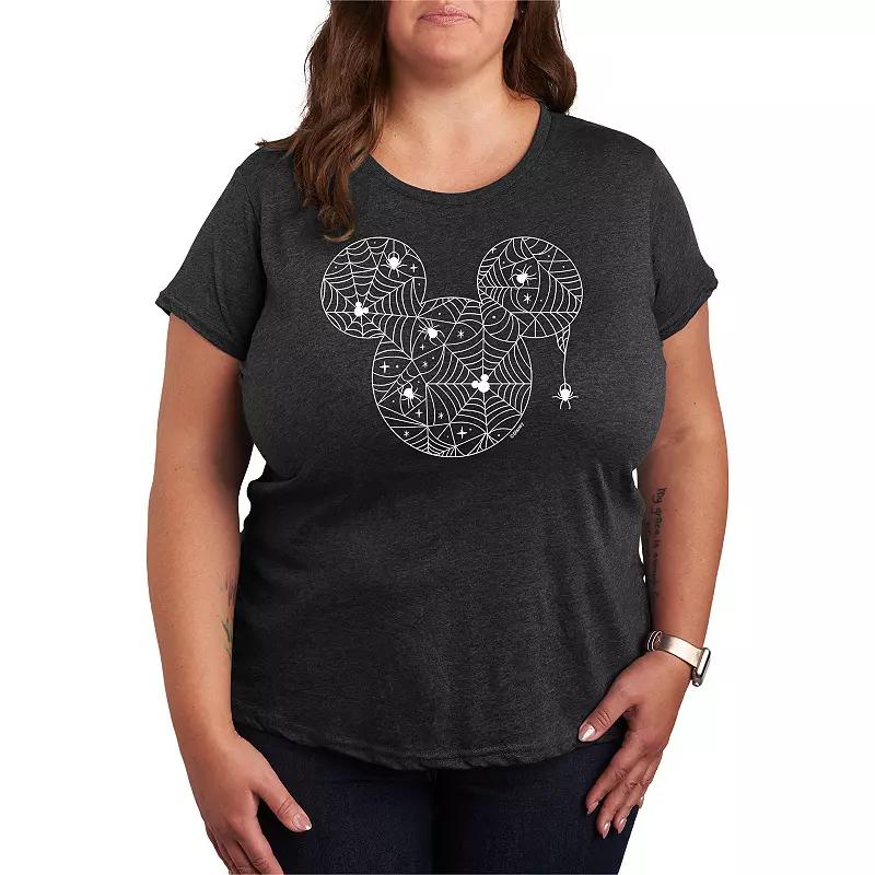 Disney's Mickey Mouse Plus Size Spider Web Graphic Tee, Women's, Size: 1XL, Heather Grey Product Image