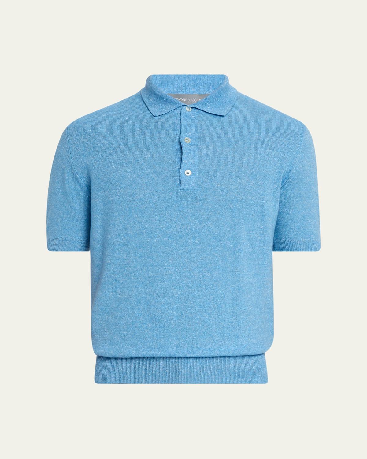 Mens Cashmere and Linen Short-Sleeve Polo Sweater Product Image