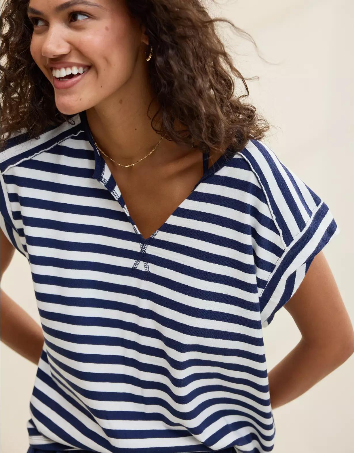 Aerie Summer Breeze Notch Neck T-Shirt Product Image