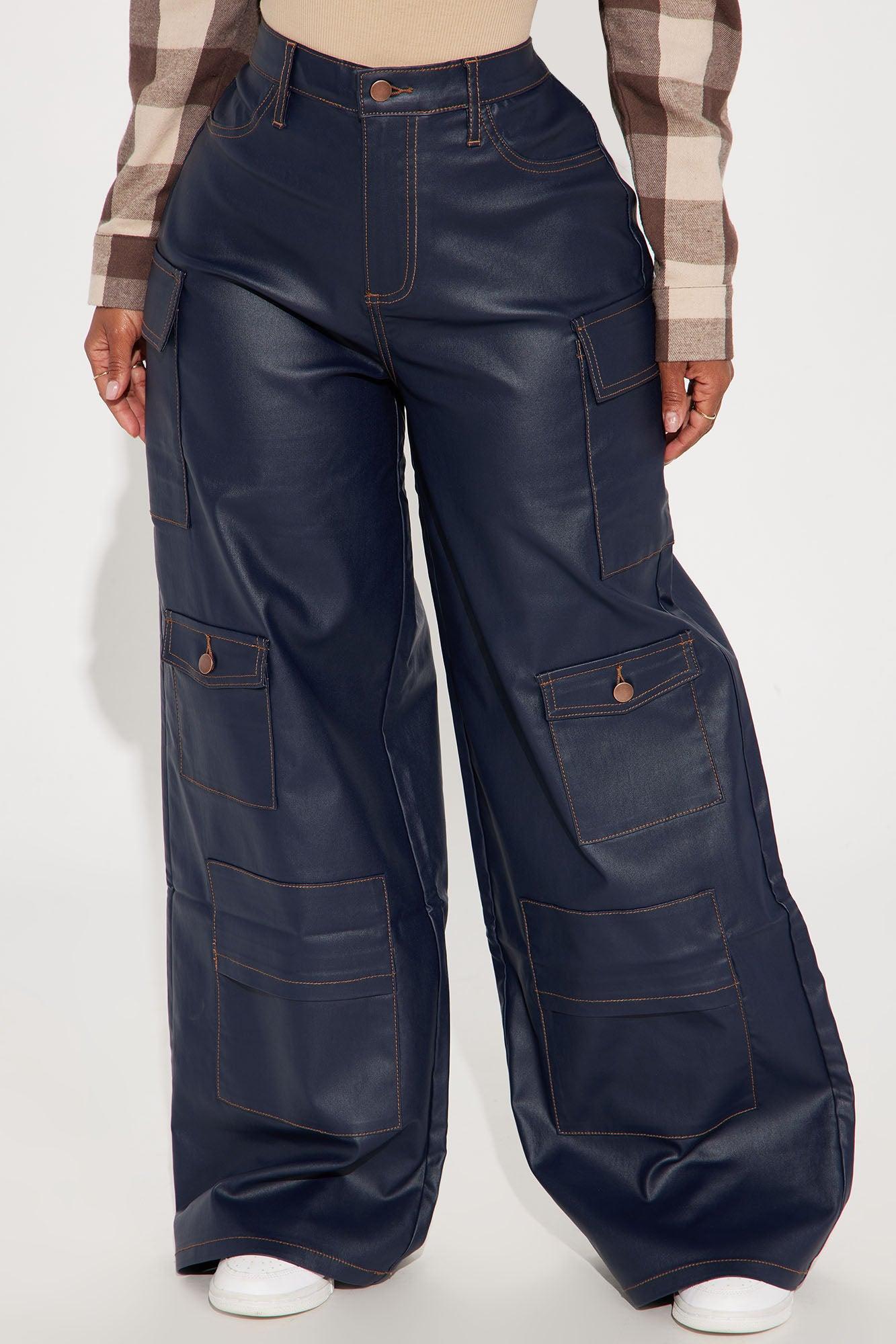 Taylor Coated Faux Leather Pant - Navy Product Image