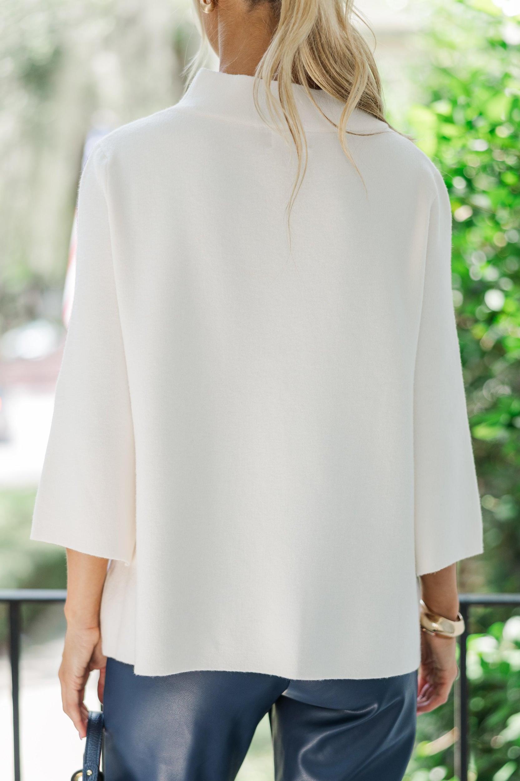 Just A Feeling Cream Mock Neck Sweater Female Product Image