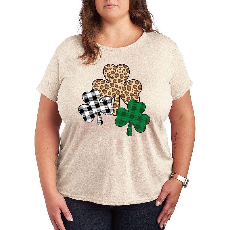 Plus Patterned Shamrocks Graphic Tee, Women's,  Product Image