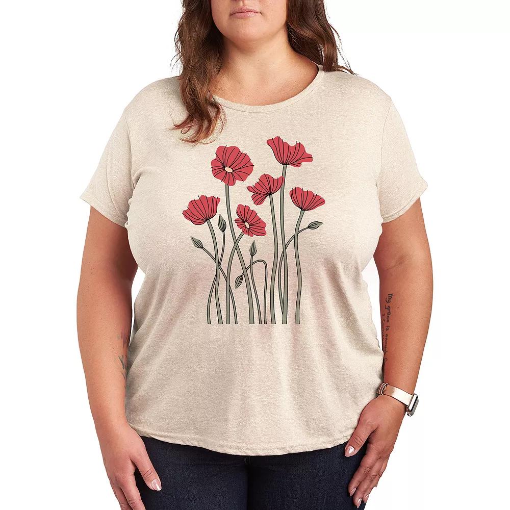 Plus Abstract Poppies Graphic Tee, Women's,  Product Image