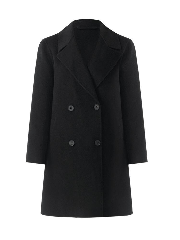 Wool And Cashmere Double-Faced Notched Lapel Women Coat Product Image