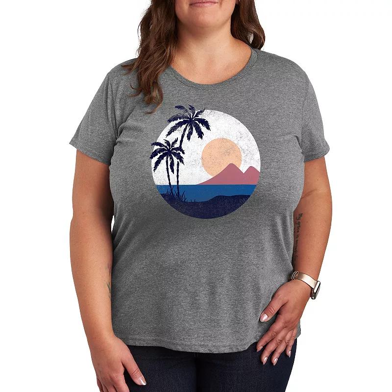 Women's Geometric Beach Scene Graphic Tee,  Product Image