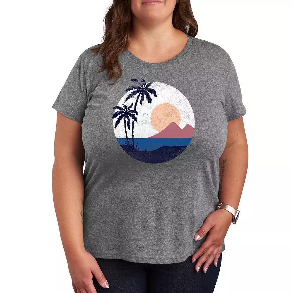 Women's Geometric Beach Scene Graphic Tee,  Product Image