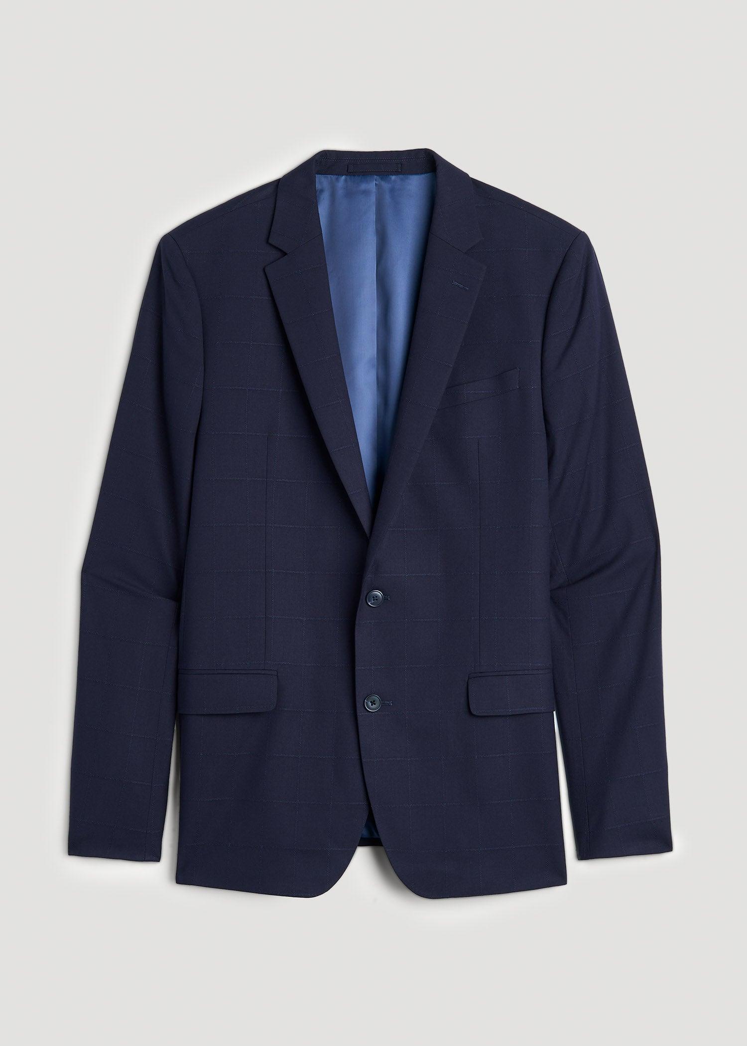 Suit Jacket for Tall Men in Blue Windowpane Male Product Image