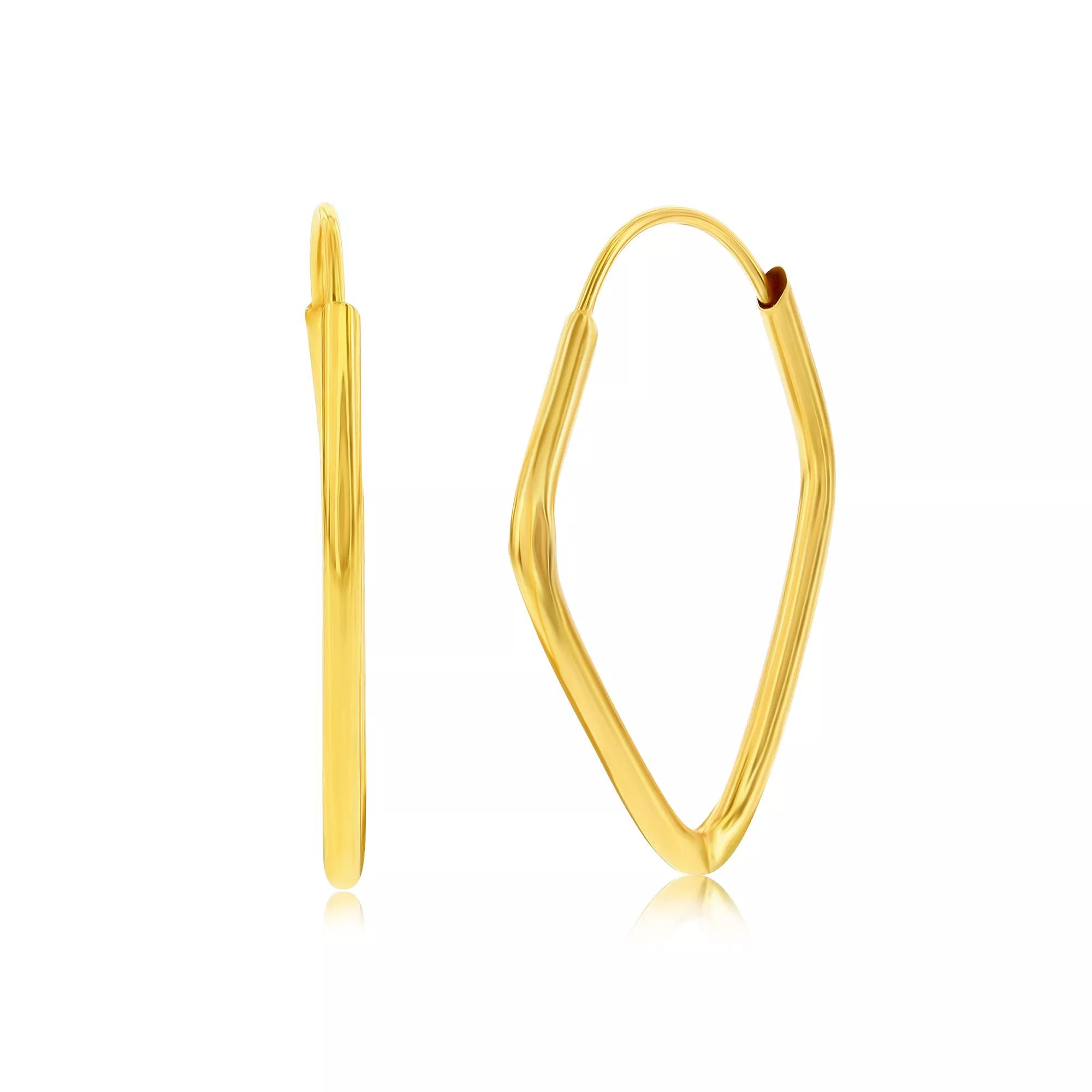 Divine Gold 14k Gold Diamond-Shaped Hoop Earrings, Women's Product Image