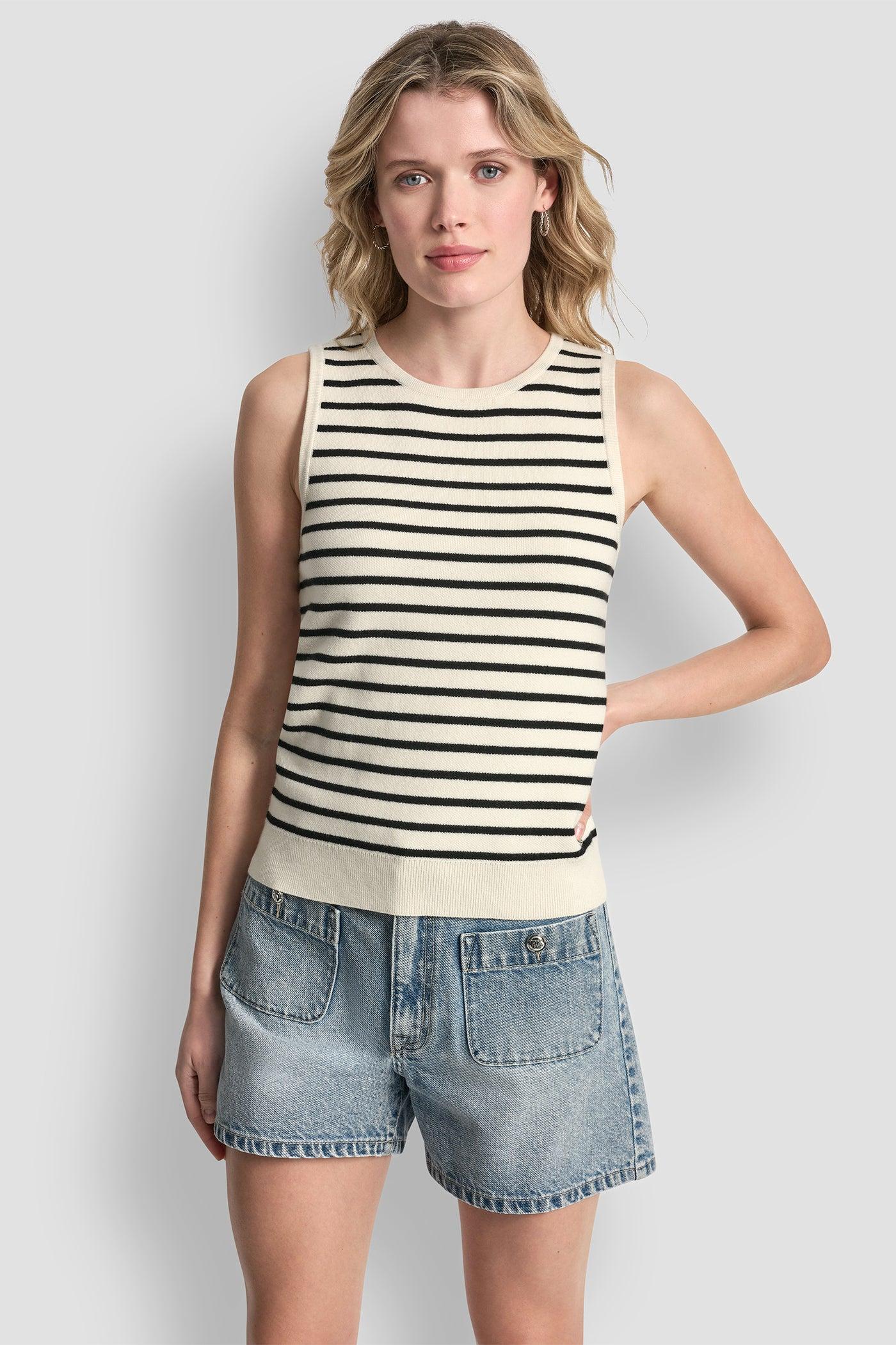 SLEEVELESS STRIPED SWEATER Product Image