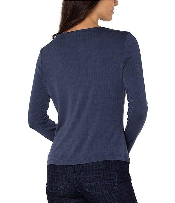 Liverpool Los Angeles Boat Neck Long Sleeve Knit Ribbed Top Product Image