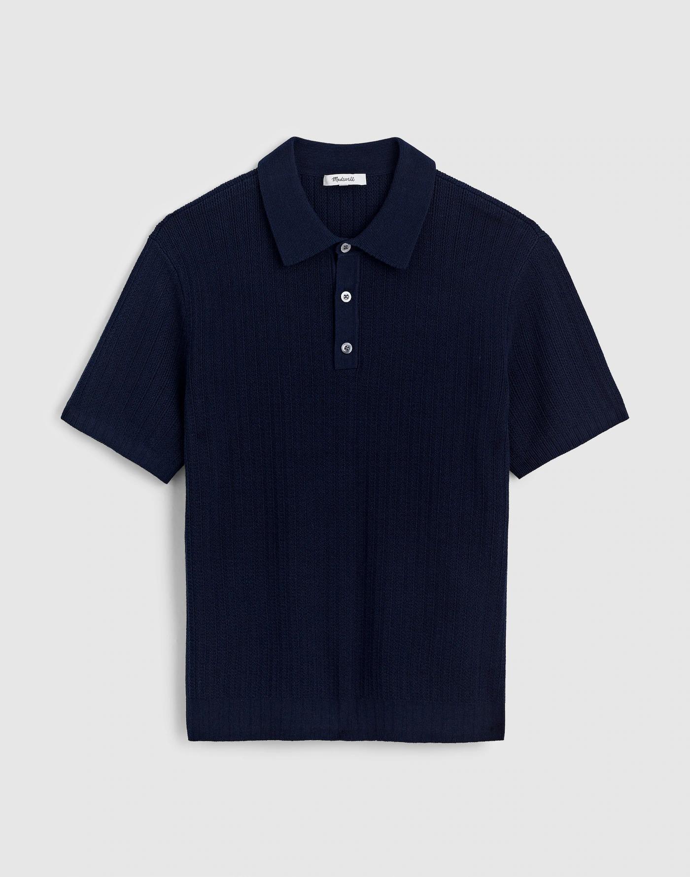 Tuck-Stitch Three-Button Sweater Polo Product Image