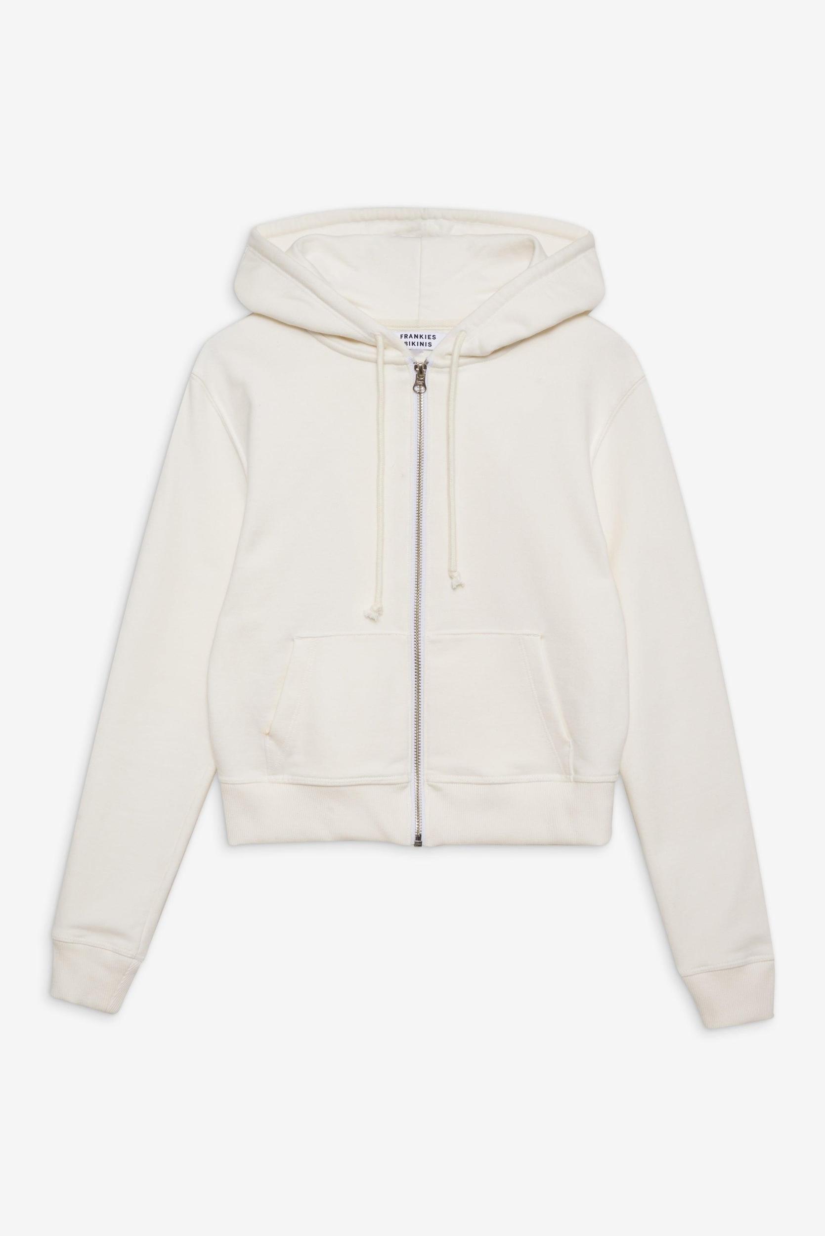 Fall Zip Up Hoodie - White Product Image