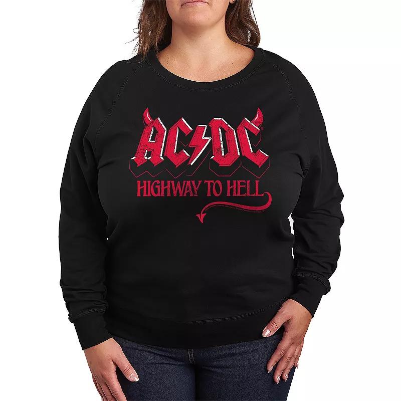 Plus Size ACDC Highway To Hell French Terry Long Sleeve Tee, Womens Product Image