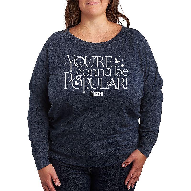 Plus Size Wicked Youre Gonna Be Popular French Terry Long Sleeve Tee, Womens Product Image