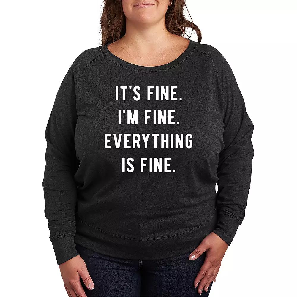 Plus Size Everything Is Fine French Terry Long Sleeve Tee, Women's, Size: 2XL, Heather Grey Product Image