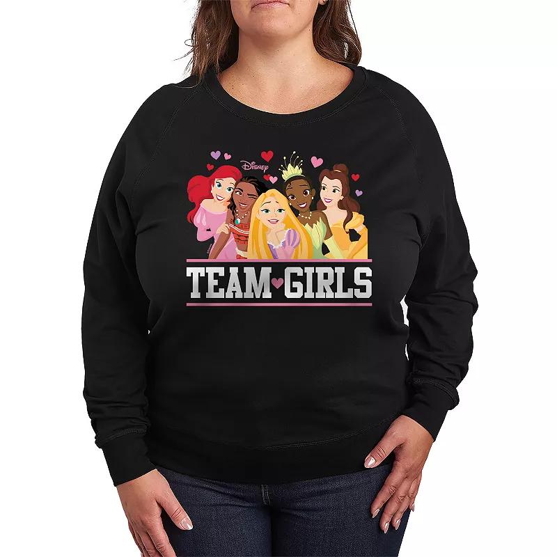 Disney Princess Plus Size Team Girls French Terry Long Sleeve Tee, Womens Product Image