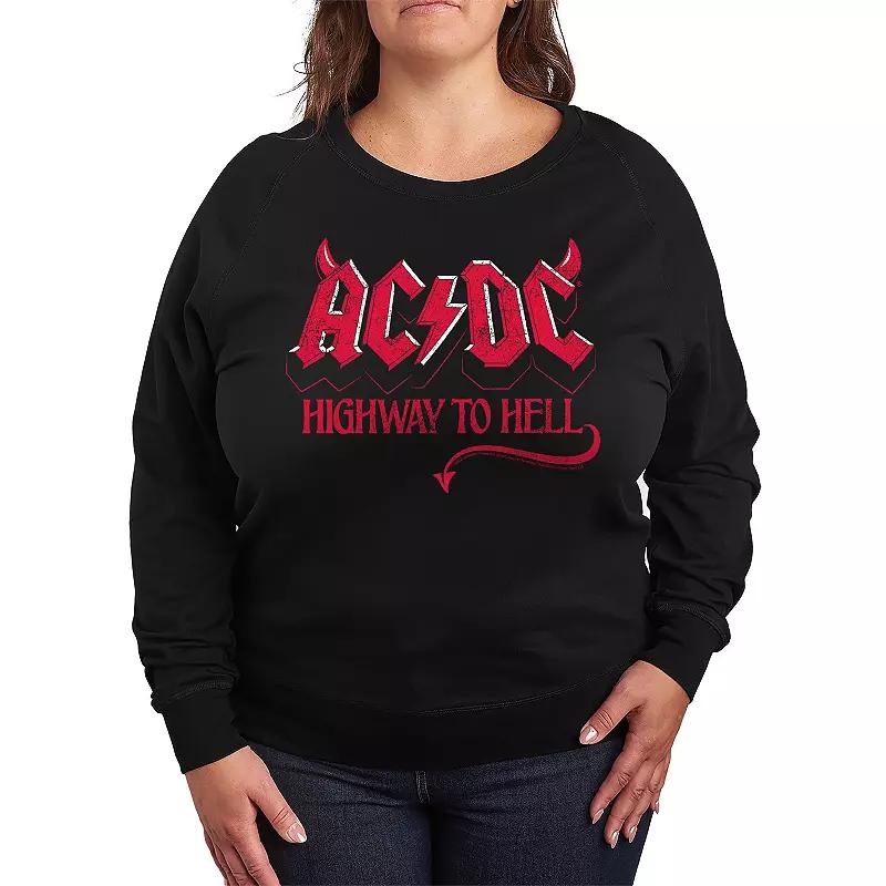 Plus Size ACDC Highway To Hell French Terry Long Sleeve Tee, Womens Product Image