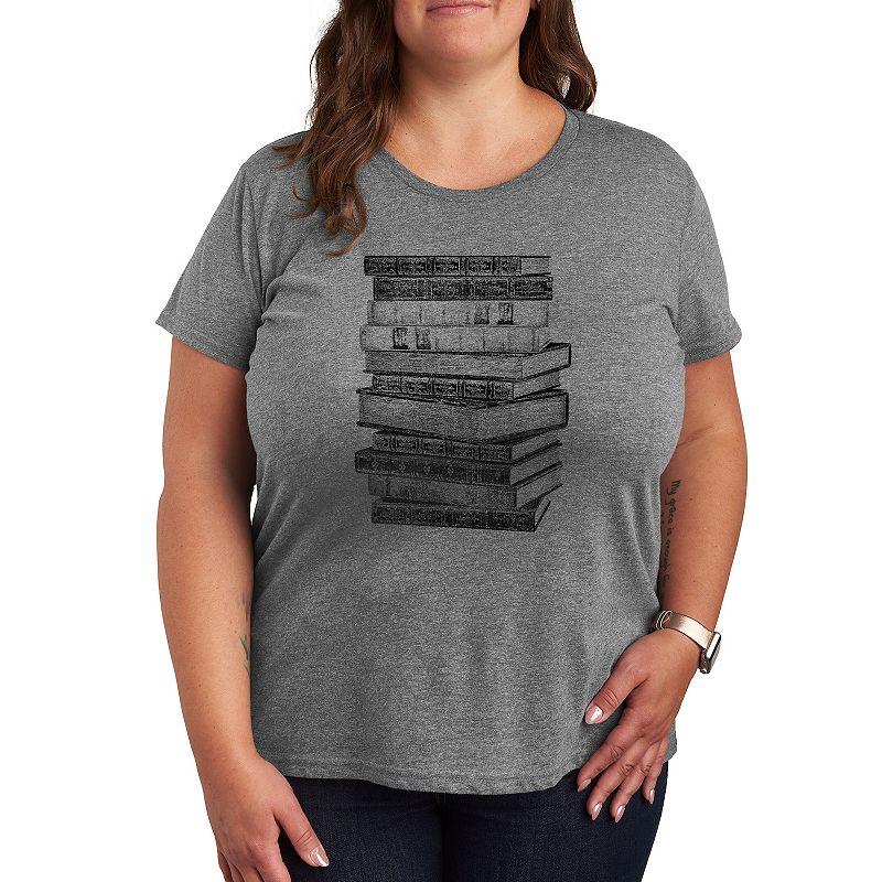 Plus Stacked Books Graphic Tee, Women's,  Product Image