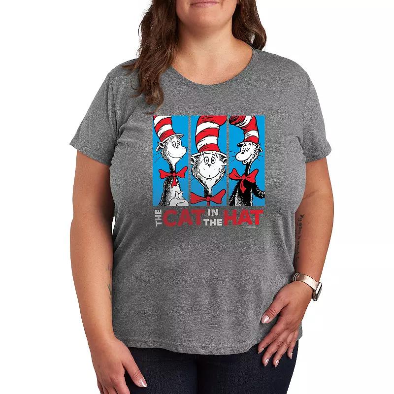 Plus Dr. Seuss Cat In The Hat Graphic Tee, Womens Heather Grey Product Image