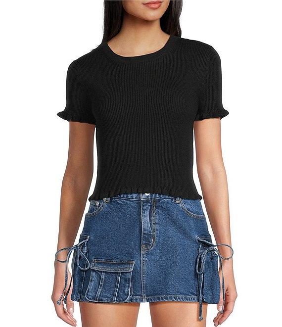 GB Short Sleeve Ruffle Trim Sweater Product Image