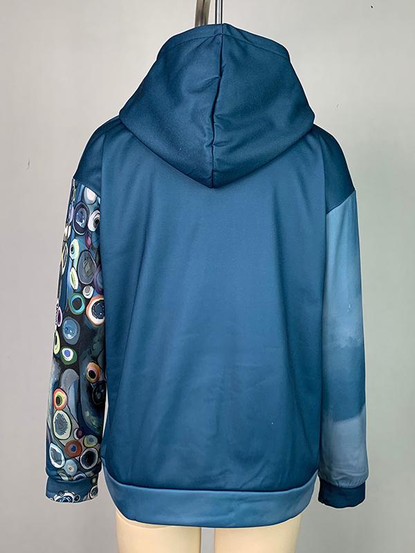 Long Sleeves Printed Hooded Hoodies Tops Product Image