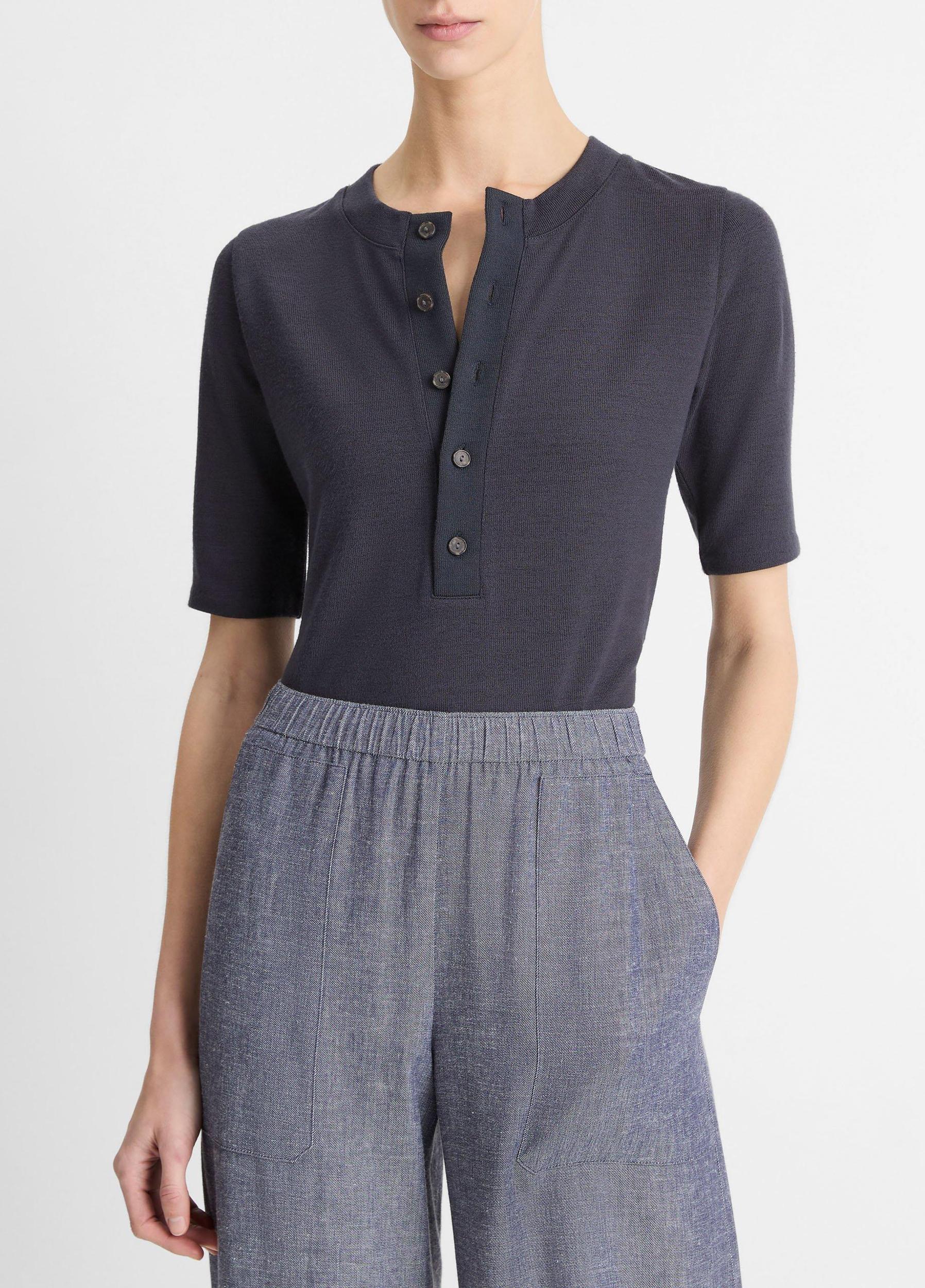 Jersey Elbow-Sleeve Henley Product Image