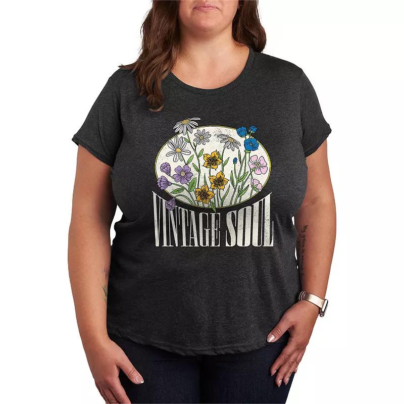 Plus Size Vintage Soul Graphic Tee, Womens Heather Grey Product Image