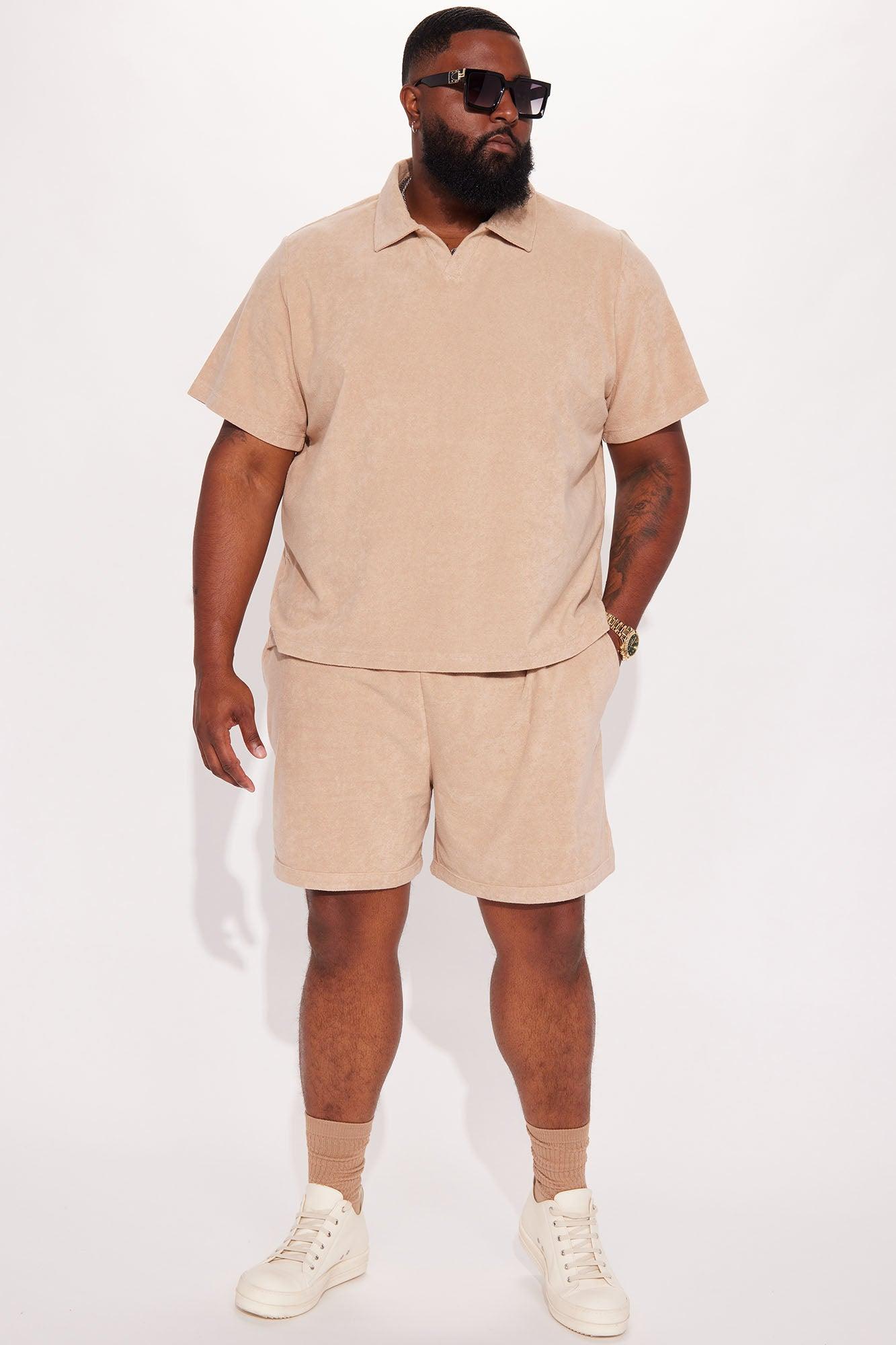 Dipped Terry Knit Shorts - Sand Product Image
