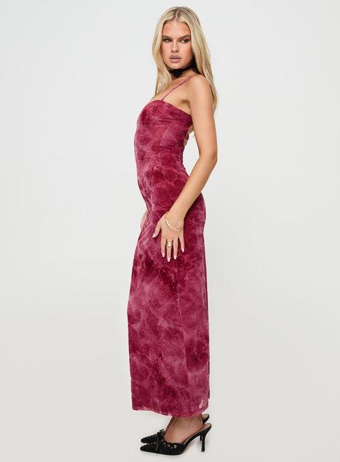 Orla Paisley Maxi Dress Burgundy Product Image