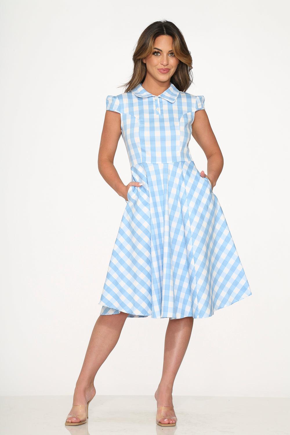Blue Checkmate Swing Dress Product Image