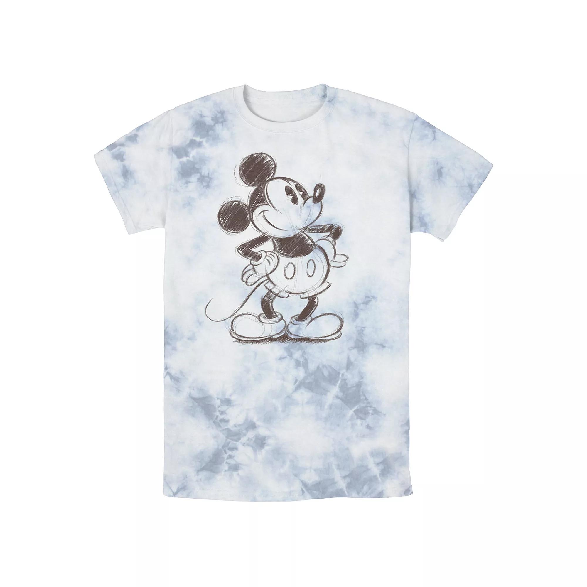 Men's Disney Mickey Mouse Pencil Sketch Original Wash Tee, Size: Large, White Blue Product Image