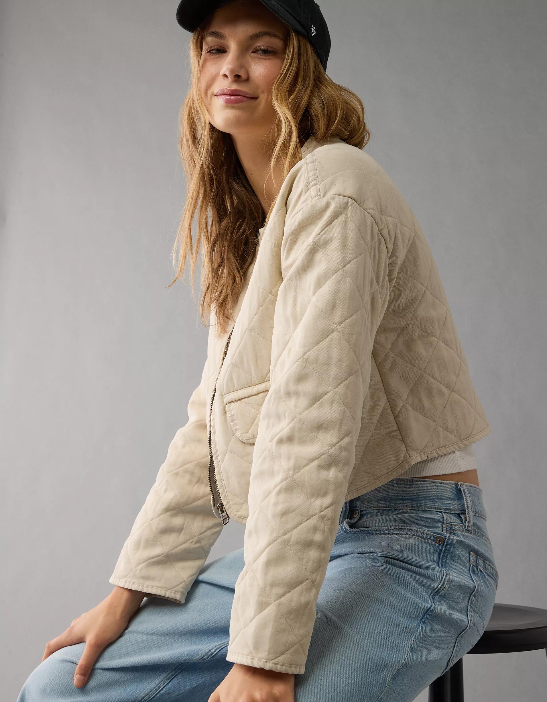 AE Collarless Quilted Jacket Product Image