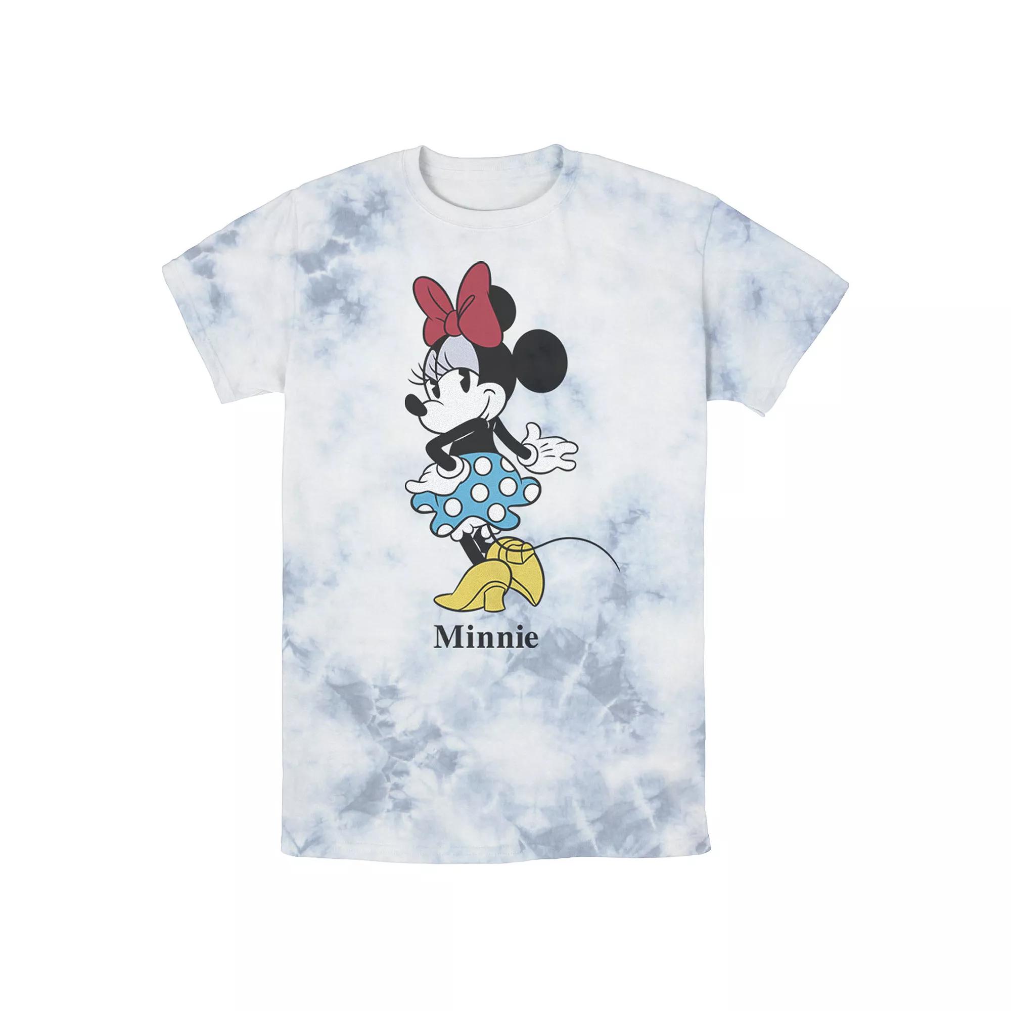 Men's Disney Mickey And Friends Minnie Classic Text Portrait Wash Tee, Size: Large, White Blue Product Image