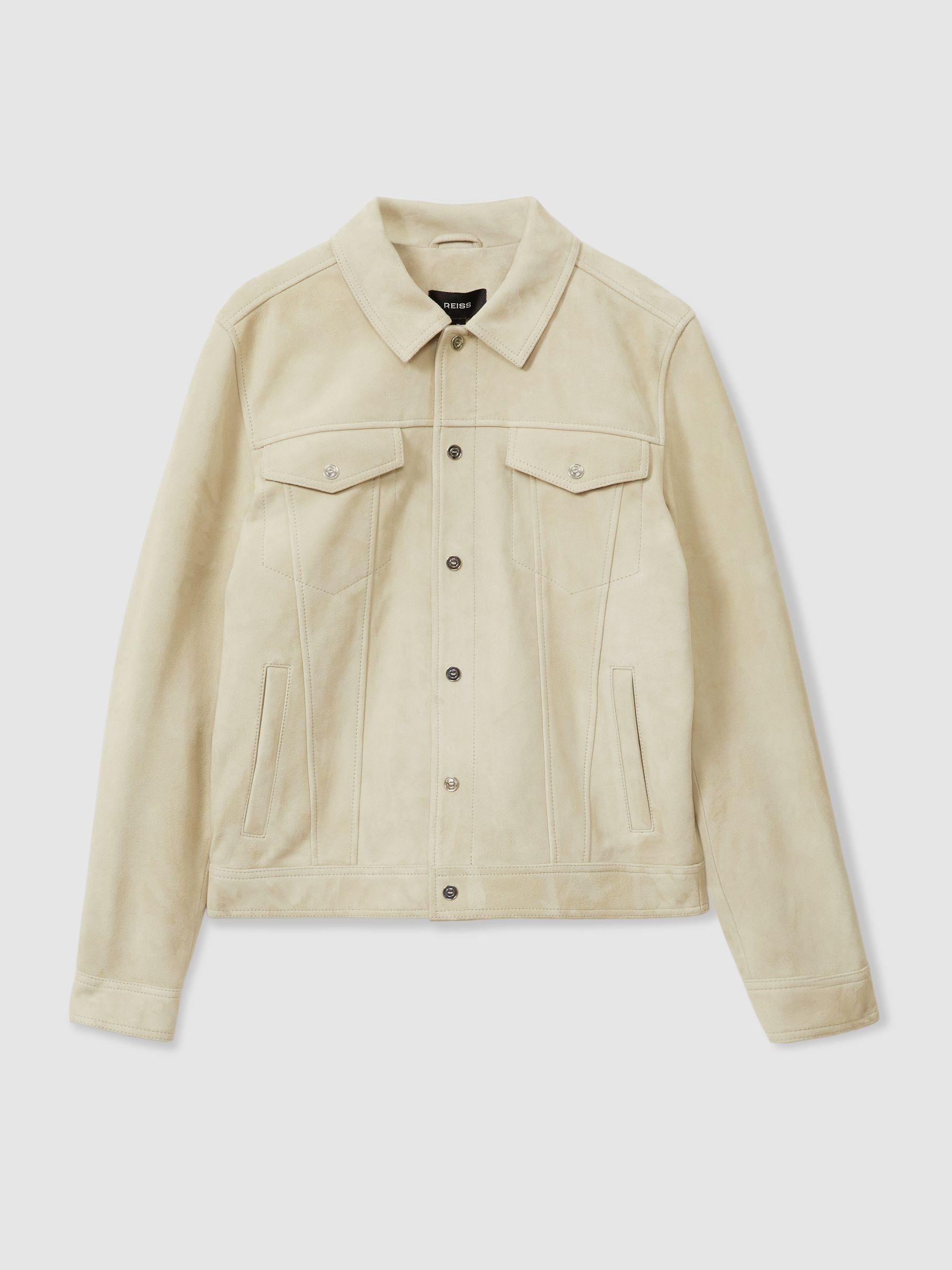 Suede Trucker Jacket in Off White Product Image
