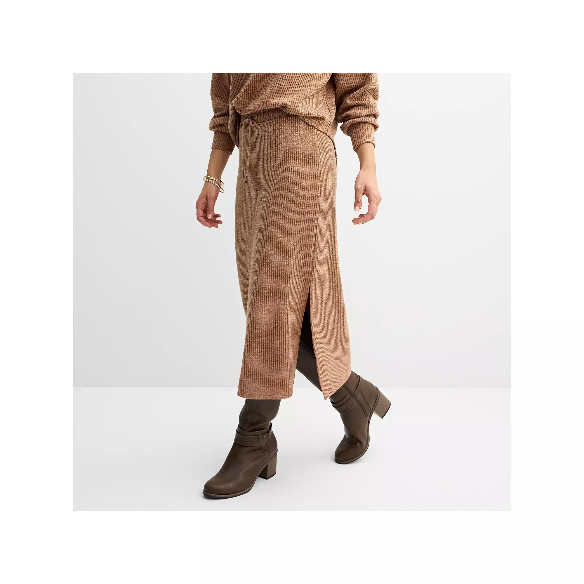 Women's Sonoma Goods For Life® Knit Midi Skirt, Size: Medium, Black Jam Product Image