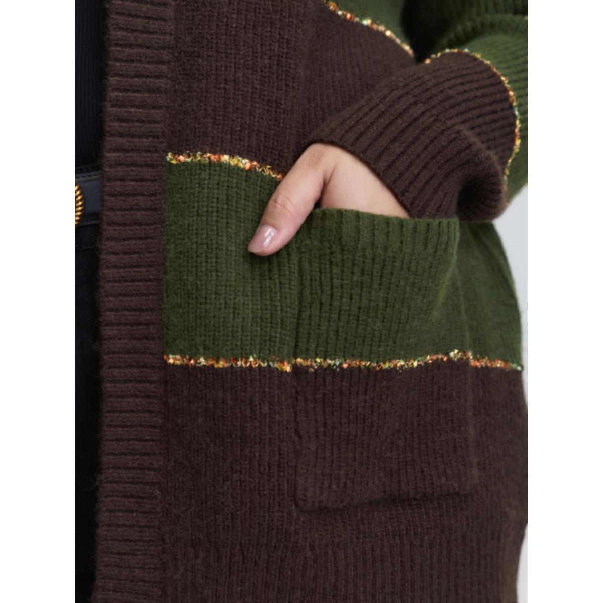 Plus Size Textured Front-Open Heather Knit Cardigan ArmyGreen Women Leisure Loose Long Sleeve Casual Cardigans BloomChic 30/6X Product Image